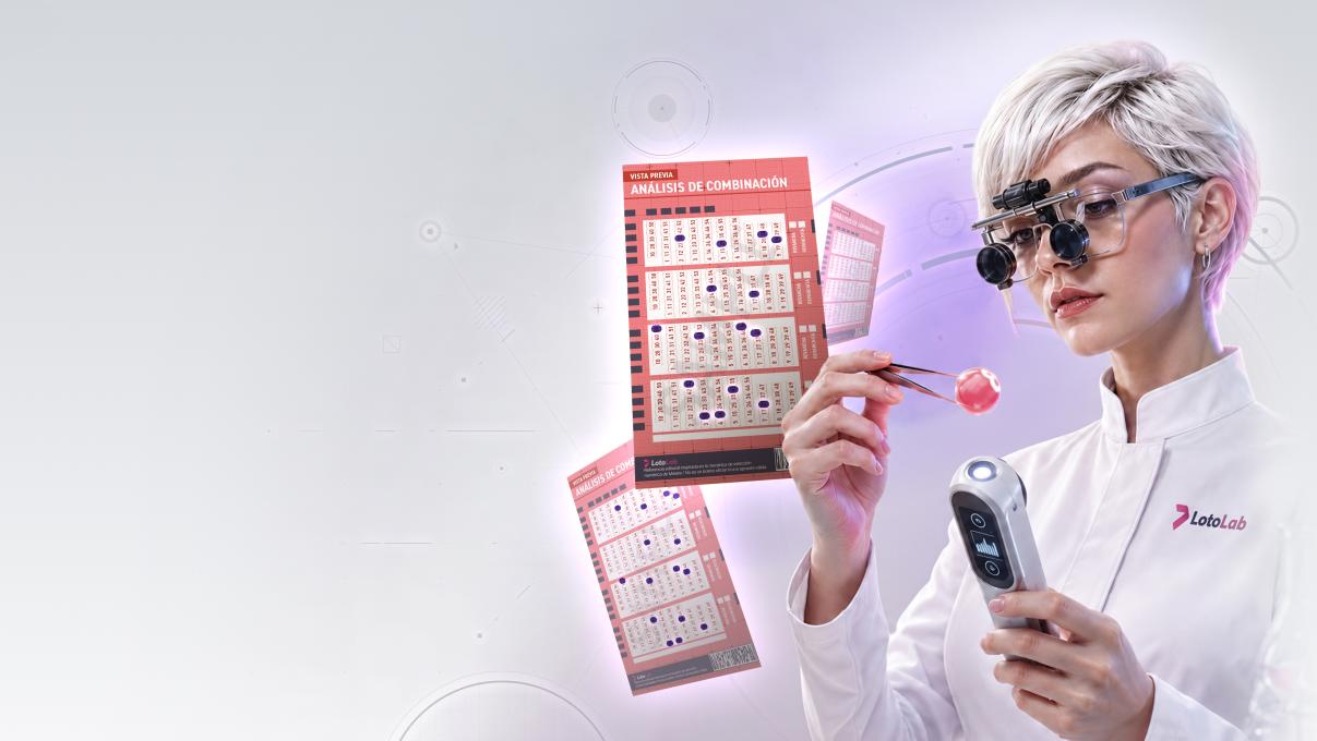 Scientist analysing a lottery ticket with precision magnifying glasses